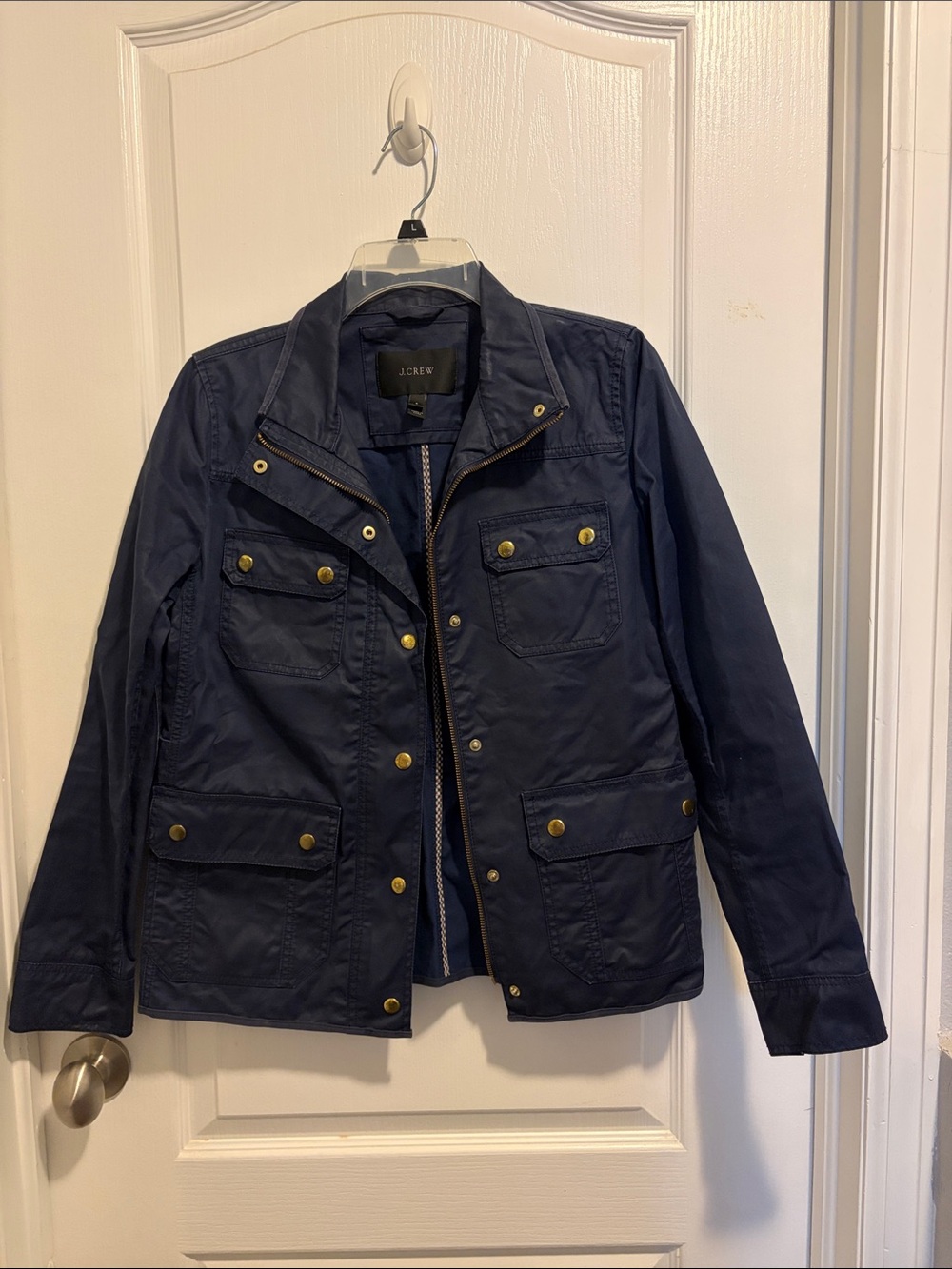 J. Crew Navy Field Jacket with Gold Hardware